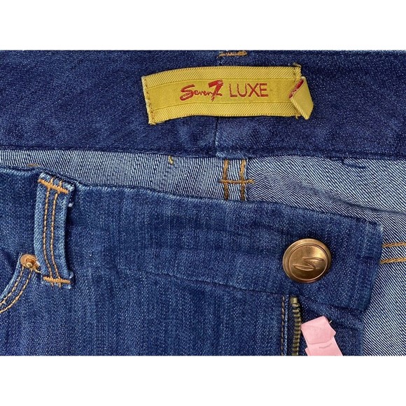 SEVEN 7 LUXE THALIA  Women's Size 16 Dark Wash Jeans Flare Thick Stitch Stretch - Picture 13 of 16